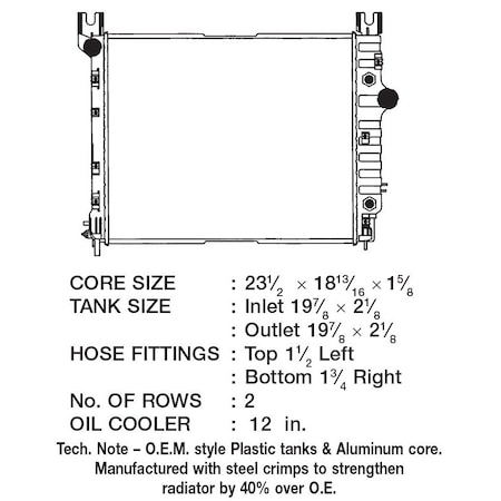 Csf Radiators 04-00 DODGE DAKOTA 3516